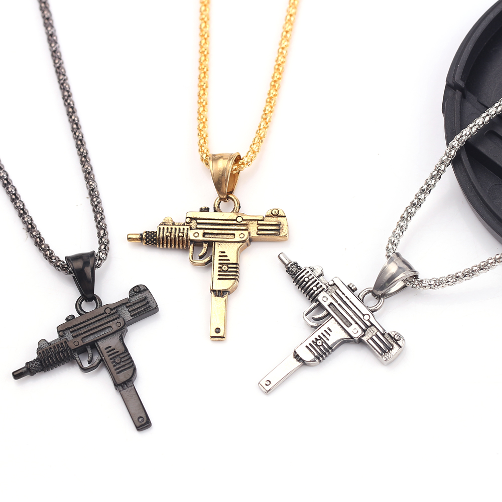 Men'S Accessories And Jewelry - Punk Uzi Pistol Machine Gun Necklace