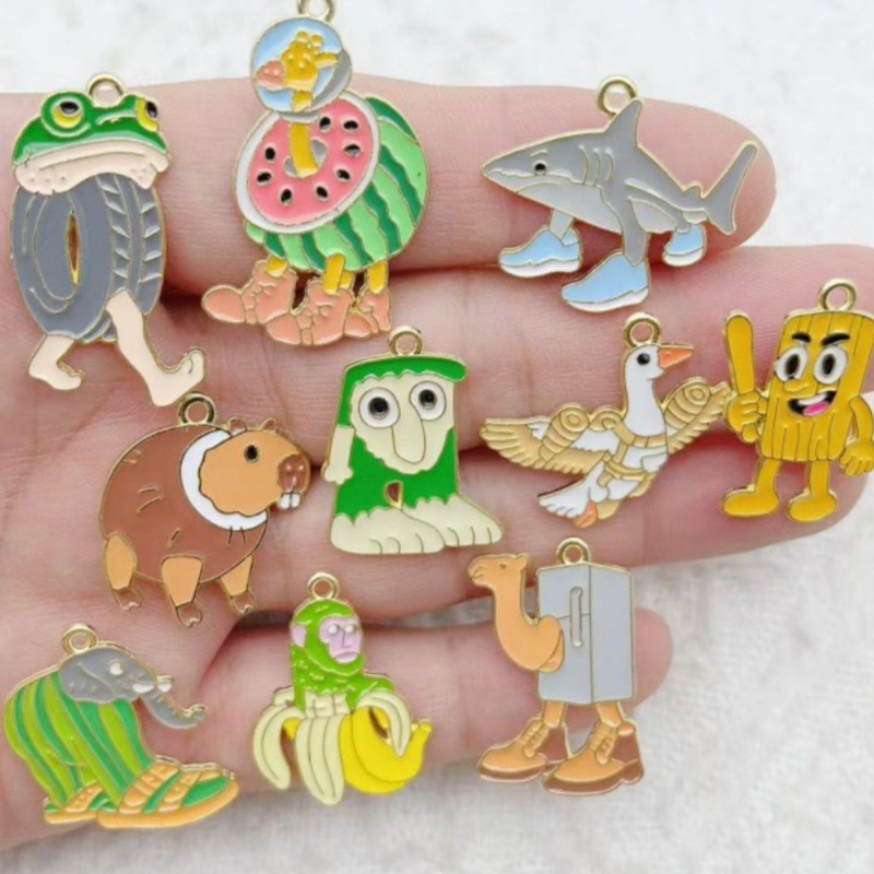 Men'S Accessories And Jewelry - 10pcs Creative Alloy Drip Oil Jewelry,