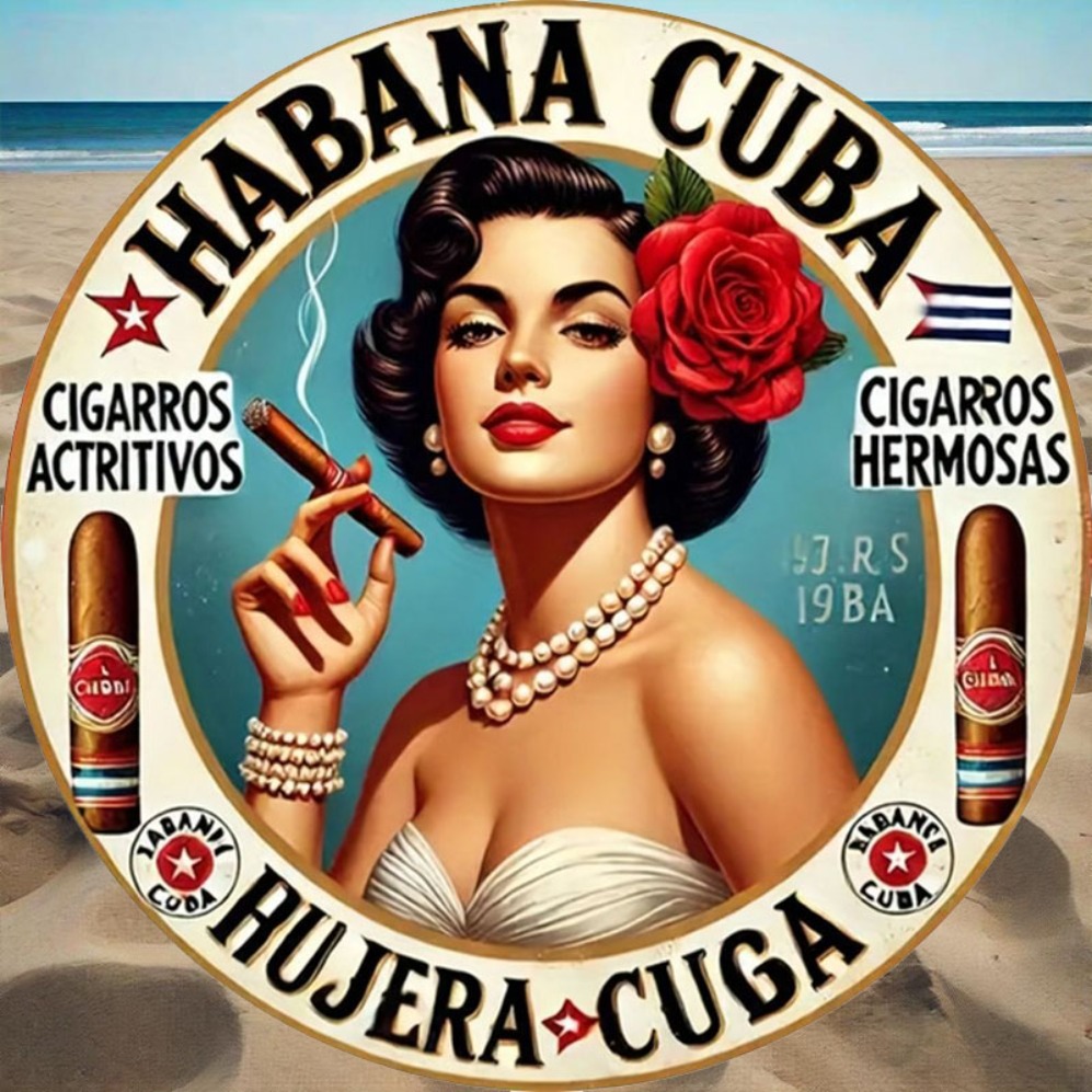 Men Accessories Style - Vintage Havana Style Cigar Girl Round