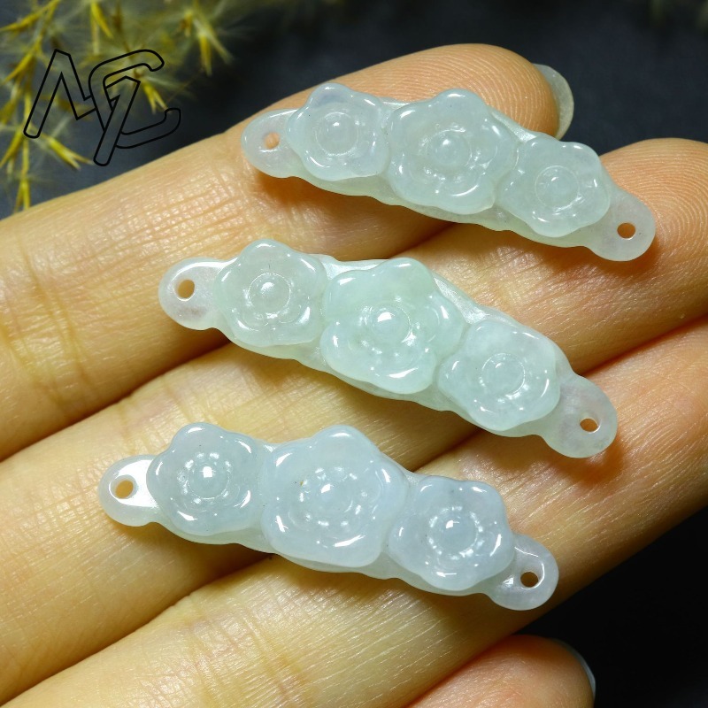 1pc Natural Jadeite Emerald Fl - Men'S Accessories And Jewelry 评论和价格